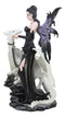 Gothic Khaleesi Fairy With Arctic White Dragon Statue 9.5"H Dungeons Dragons Art