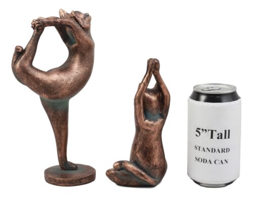 Ebros Yoga Cat Statue Set of 2 Stretching Zen Cats in Meditating and One Leg Balance Posture