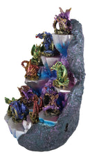 Ebros Fantasy 12 Mini Dragons With LED Lighted Glacier Mountain Display Figurine Set