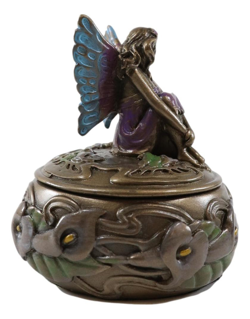 Ebros Calla Pond Lily Beautiful Fairy Fae Round Jewelry Box Wishing Well Hope Afar
