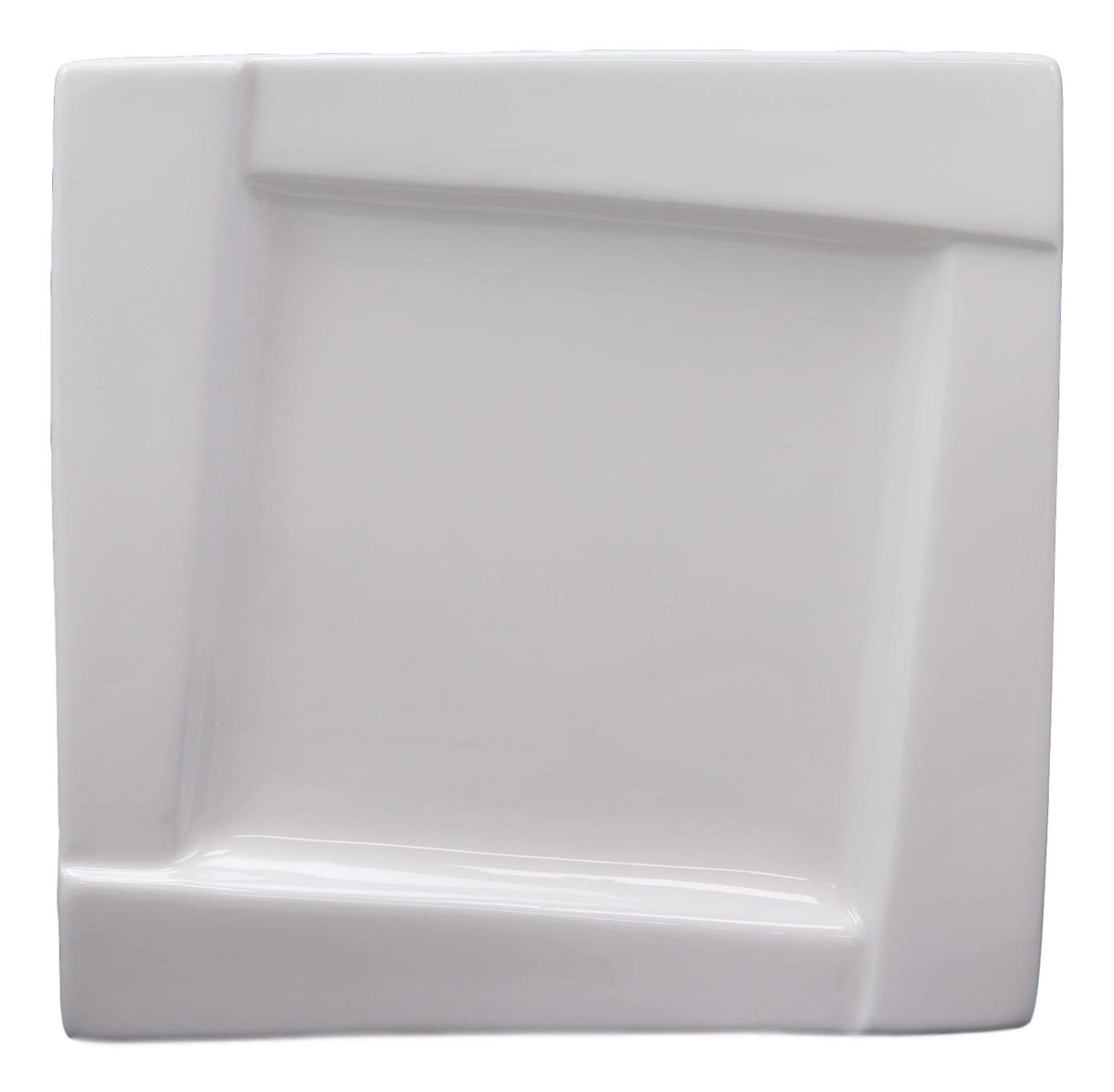 Ebros Pack Of 6 Kitchen Dining Modern Contemporary Design White Porcelain Square Plates Rhombus Well (7" Bread Appetizer Salad Dessert Side Plate Style)