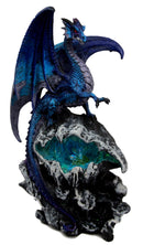 Ebros Aqua Dragon Fossil Cave Crystal Guardian LED Night Light Figurine 12.5"H