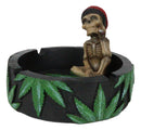 Positive Good Vibes Rasta Skeleton With Beanie Hat Smoking Rolled Stash Ashtray