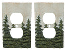 Rustic Evergreen Pine Trees Forest 2-Pack Double Receptacle Outlet Wall Plate