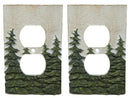 Rustic Evergreen Pine Trees Forest 2-Pack Double Receptacle Outlet Wall Plate