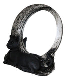 Witchcraft Mystical Black Cat By Crescent Crater Moon Desktop Or Wall Mirror