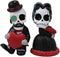 Ebros Mr and Mrs Poe Gothic Romantic Skeleton Couple with Big Red Heart SET OF 2