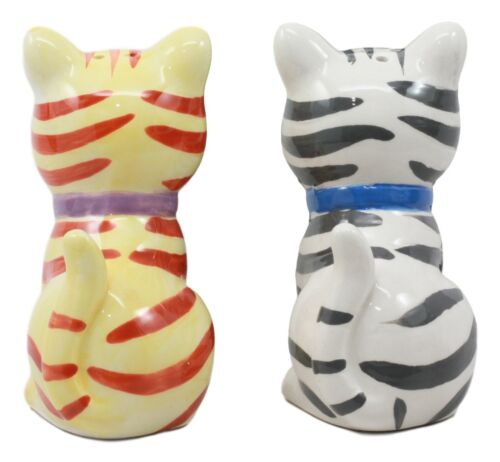 Ebros Kissing Orange And Gray Striped Tabby Cats Salt And Pepper Shakers Set