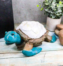 Nautical Sea Turtle With White Clam Shells In Faux Distressed Wood Finish Statue