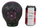 Semi Metallic Black Day of The Dead Floral Sugar Skull Figurine DOD Skulls Decor