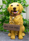 Ebros Large Golden Retriever Puppy  Decor Statue With Jingle Collar Greeting Sign