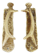 Ebros Set of 2 Western Rustic Speckled Deer Antlers Door Pull Handle Hardware Bars