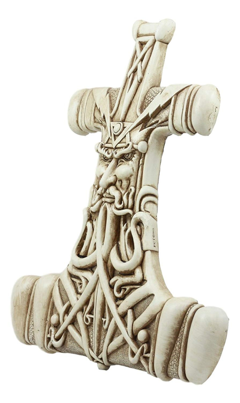 Ebros Thor Hammer Wall Decor Viking God Thor Bone Mjolnir Wall Plaque Thunder God Avatar Figurine Collectible