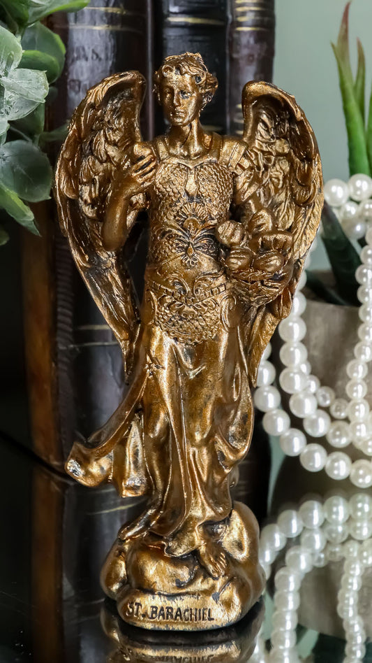 Ebros Bronzed Archangel Saint Barachiel Statue Blessings Of God 5"H Figurine - Ebros Gift