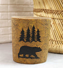 Wildlife Rustic Black Bear Roaming Pine Trees Forest Waste Basket Dry Trash Bin