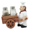 Ebros Spice A La Carte Chef Pushing Wheelbarrow Cart Salt & Pepper Shakers Holder