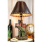 Patriotic Soldier With Rifle Kneeling By American Flag Cross Memorial Table Lamp