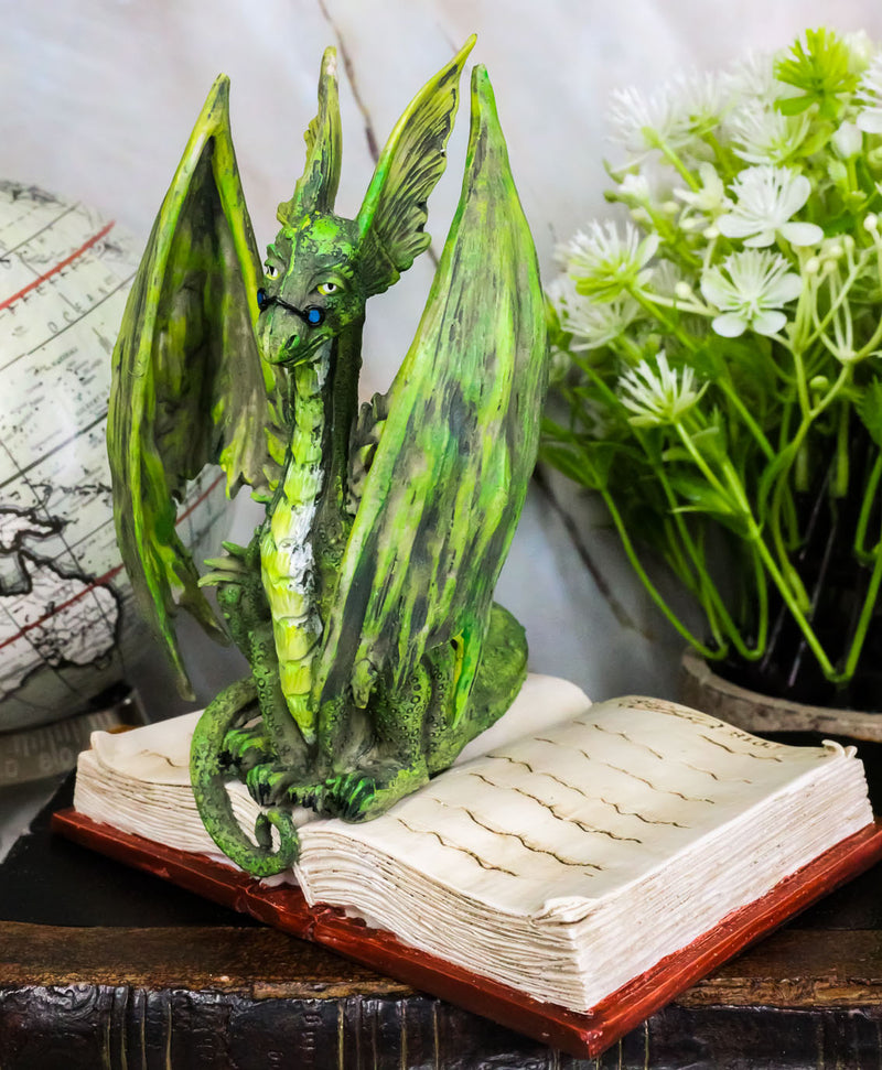 Amy Brown Fantasy Green Rune Book Dragon Of Bibliography Figurine Decor Statue