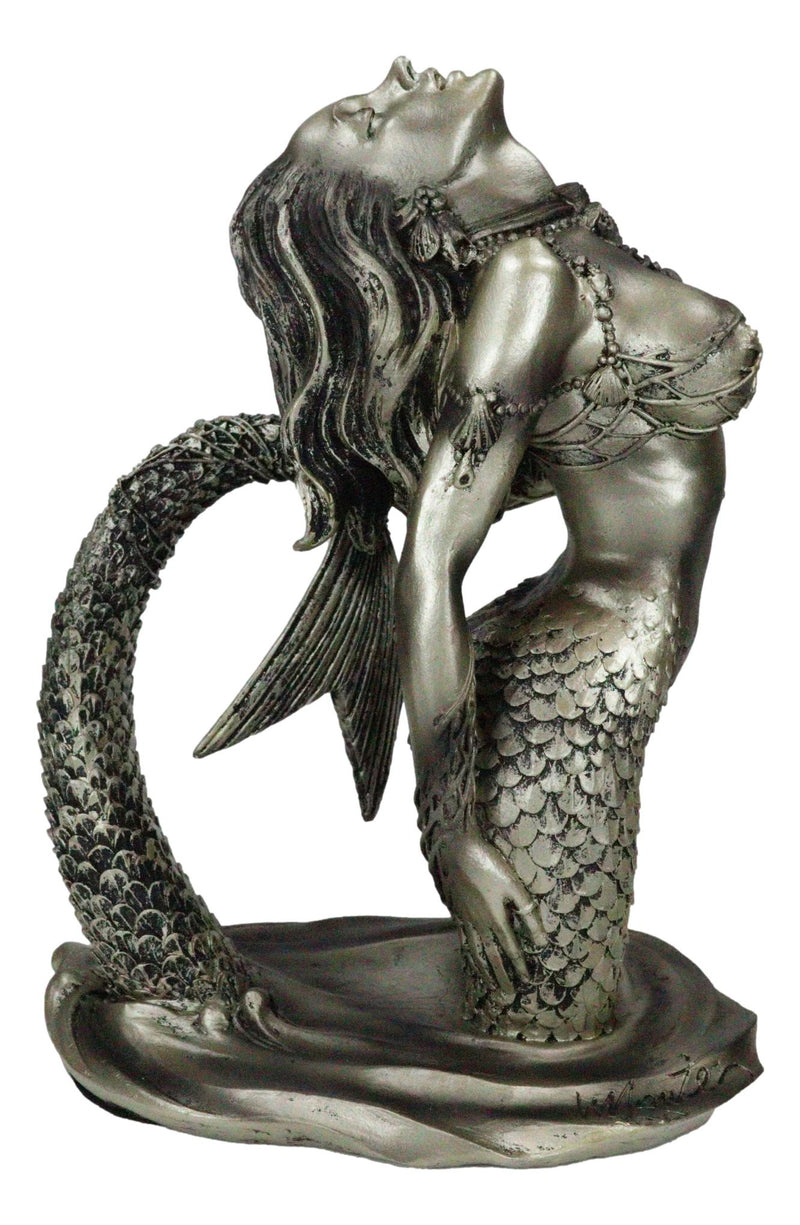 Nautical Seductive Siren of The Seas Nude Mermaid Rising Out Of Waters Figurine