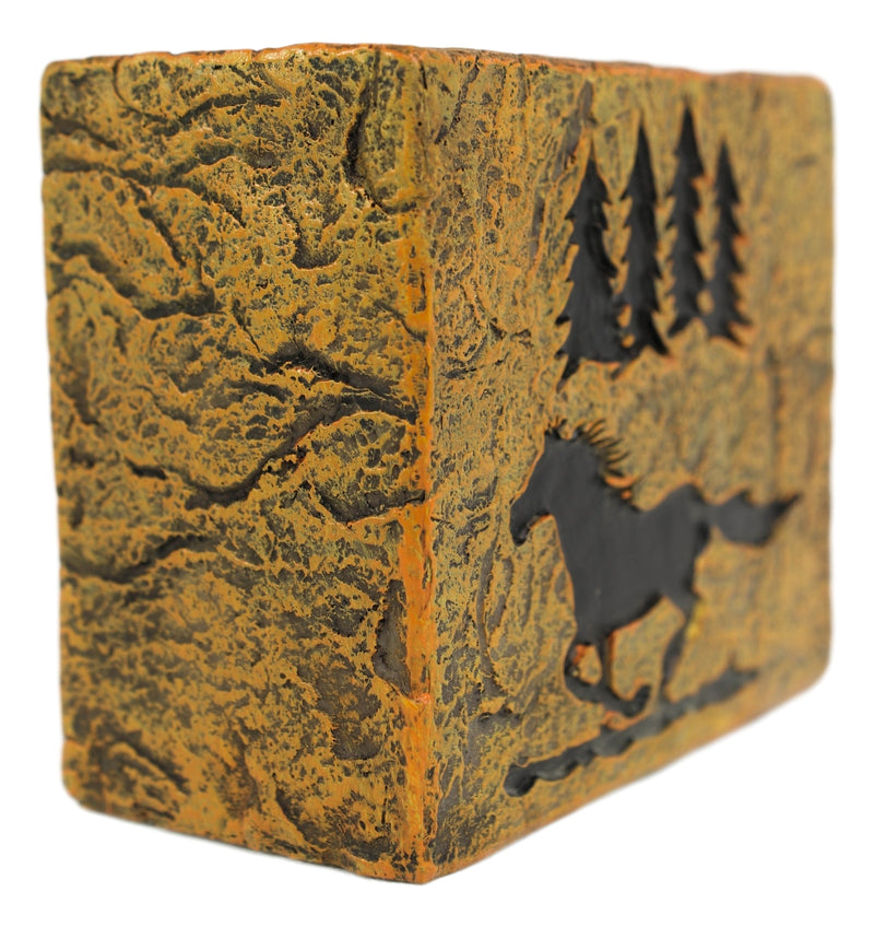 Rustic Western Mustang Horse Pine Trees Silhouette Toothbrush Toothpaste Holder