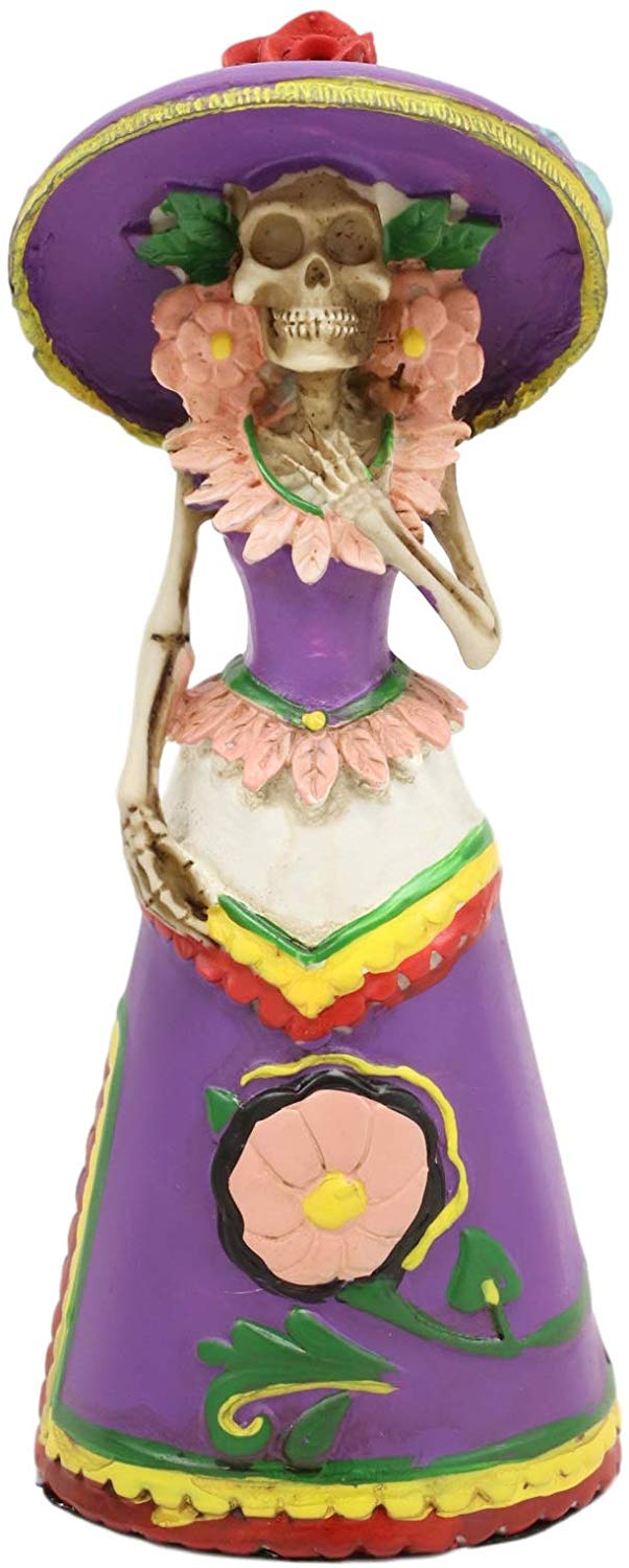 Ebros Day of The Dead Skeleton Lady Rosa with Purple Gown Figurine 5.25"H Statue