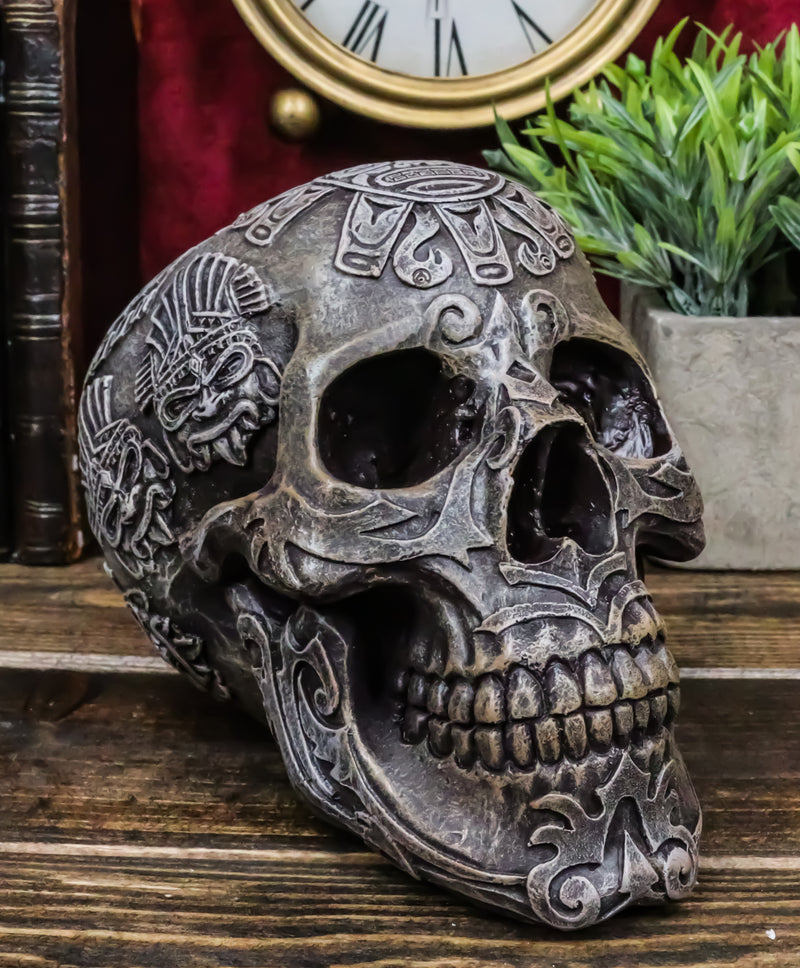 Mesoamerican Maya Aztec Skull Statue 5"Tall Tribal Tattoo Mexica Pantheon Gods