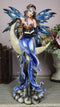 Fairy With Book Lantern And Owl On Crescent Moon Clouds and Stars Statue 14" H