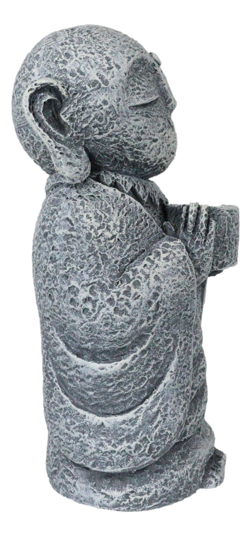 Feng Shui Zen Buddha Japanese Jizo Monk Drinking Out Of Tea Cup Figurine 5"H