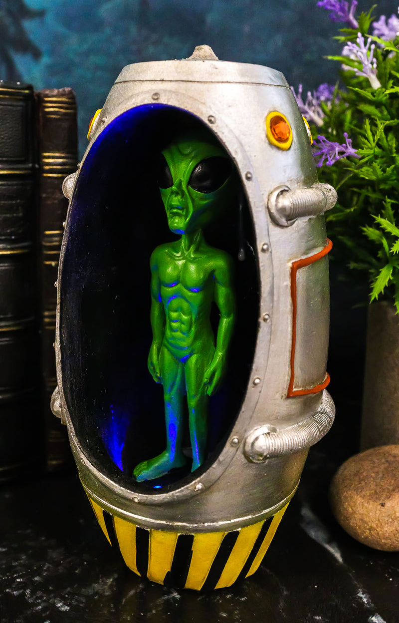 UFO Green Alien In Spaceship Capsule Backflow Incense Burner With LED Lights