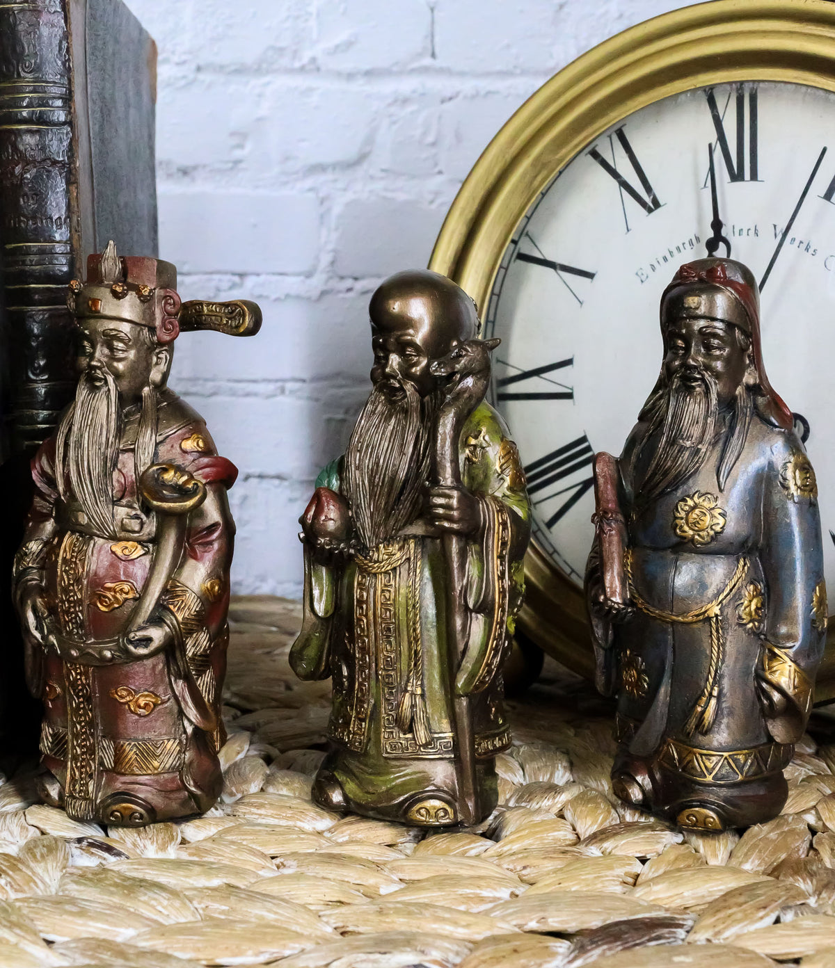 Ebros Feng Shui Fu Lu Shou Gods San Xing Three Celestial Stars Figurine Set of 3 - Ebros Gift