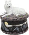 Ebros Albino White Wolf in Repose Round Jewelry Decorative Box 5.25" Diameter