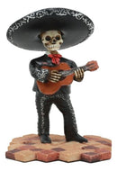 Traditional Folk Mariachi Band Black Skeleton Guitarist Statue Day Of The Dead
