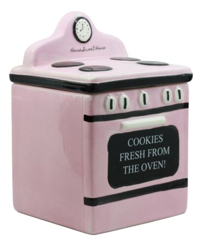 Ceramic Vintage Pink Oven Cookie Jar With Seal Tight Lid Old Fashioned Retro - Ebros Gift
