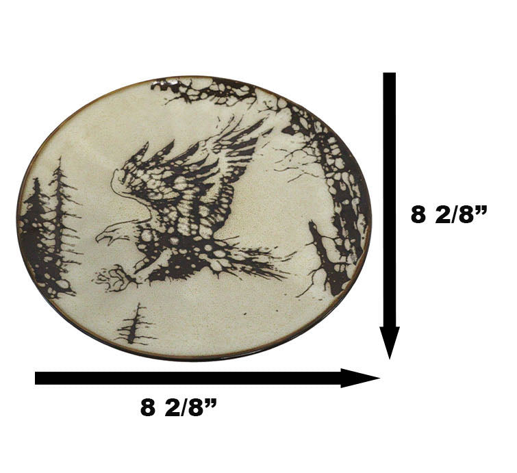 Pack Of 2 Rustic Western Swooping Bald Eagle Salad Appetizer Plates 8.75"D