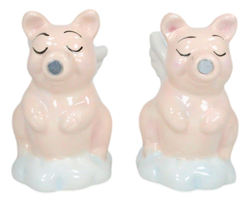 Ceramic When Pigs Fly Angel Pig Couple On Clouds Kissing Salt And Pepper Shakers