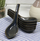 Ebros Made In Japan Modern Sleek Glazed Ceramic Mocha Brown Soup Spoons Set Of 6