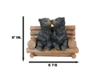 Rustic Whimsical Forest Black Bear Siblings Kissing By Tree Logs Bench Figurine