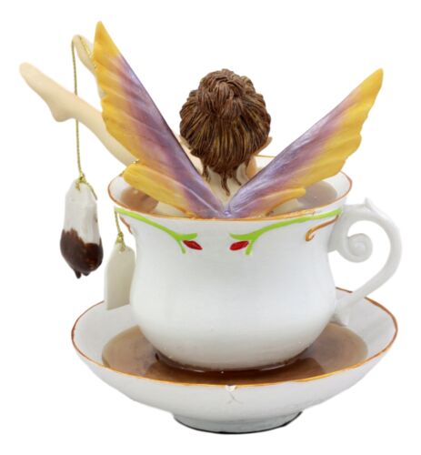 Magical Encounters Shocked Fairy Bathing In Tea Cup Figurine Fantasy Collectible