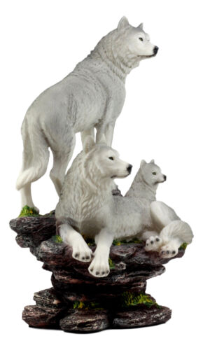 Large Denizens Of Twilight Timber Wolf Family Statue 14.25"H Wildlife Animal