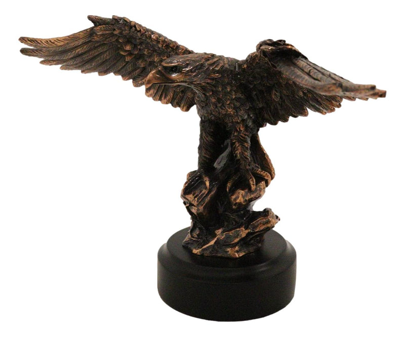 Patriotic American Bald Eagle Bronze Electroplated Resin Figurine With Base