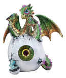 Ebros Green Emerald Crystal Hydra 3 Headed Dragon Hatchling In Egg Shell Statue Decor