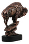 Large North American Bison On Steep Rock Statue 11"H Electroplated Bronze Resin