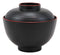 Ebros Made In Japan Black Red Lacquer Copolymer Bowl With Lid 4.5" Diameter 8oz