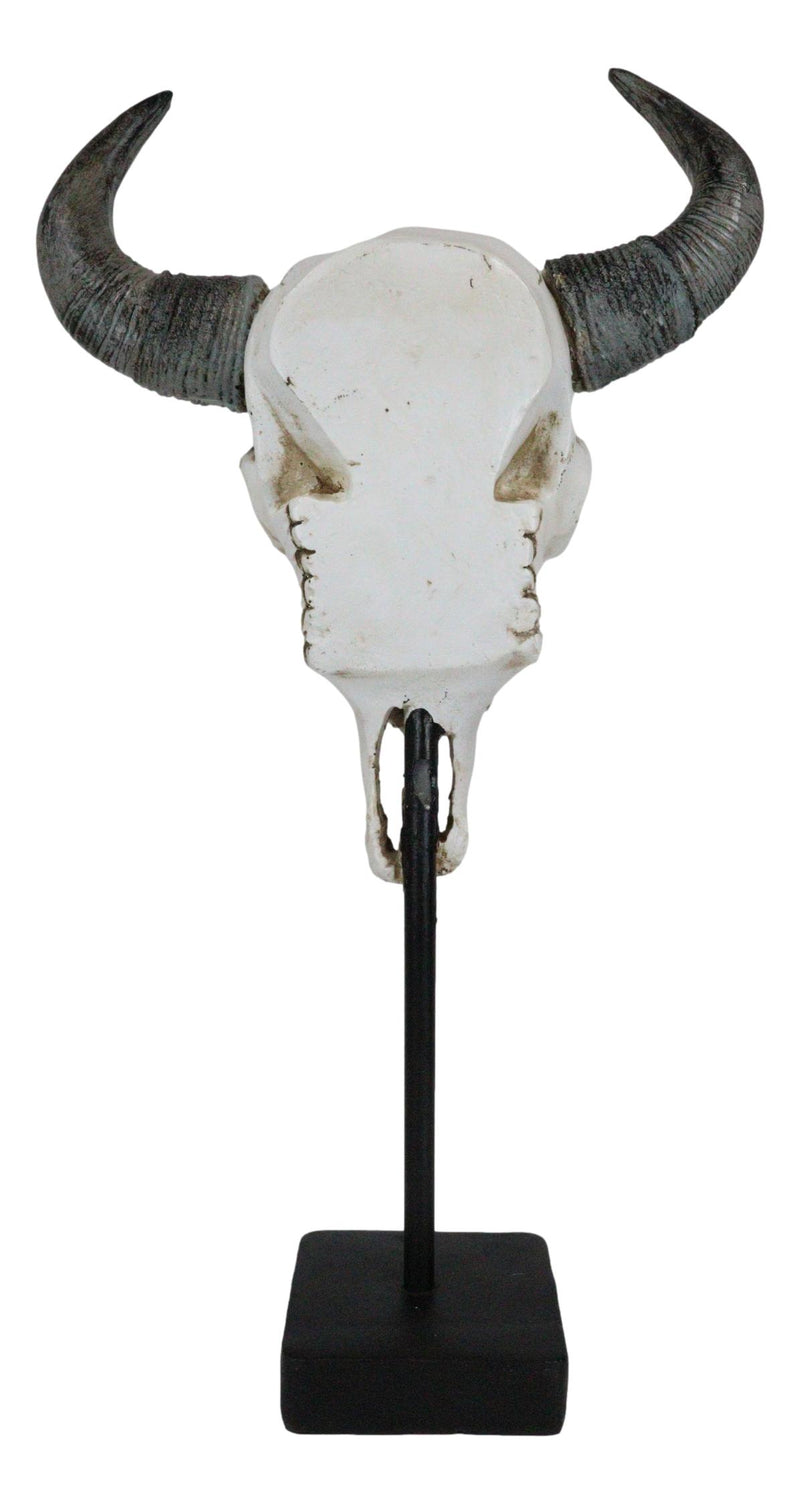 Rustic Tooled Floral Lace Bull Cow Steer Head Skull Sculpture On Pole Display