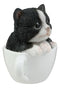 Ebros Lifelike Tuxedo Black and White Cat Teacup Pet Pal Statue 3" Tall Kitten Kitty with Glass Eyes Decor Figurine
