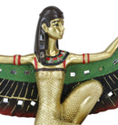 Egyptian Kneeling Goddess Isis With Open Wings Figurine Golden Decor W/ Mirrors