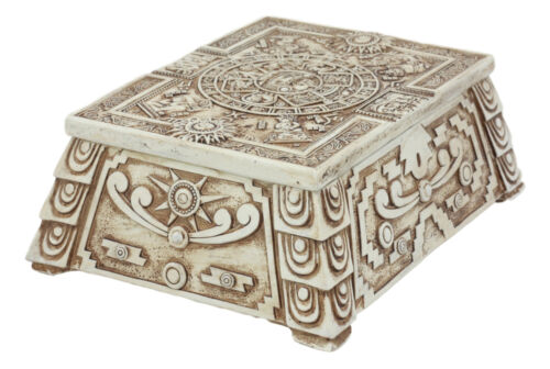 Ebros Aztec Maya Lunar And Solar Sun Gods Mesoamerican Calendar Jewelry Box Figurine