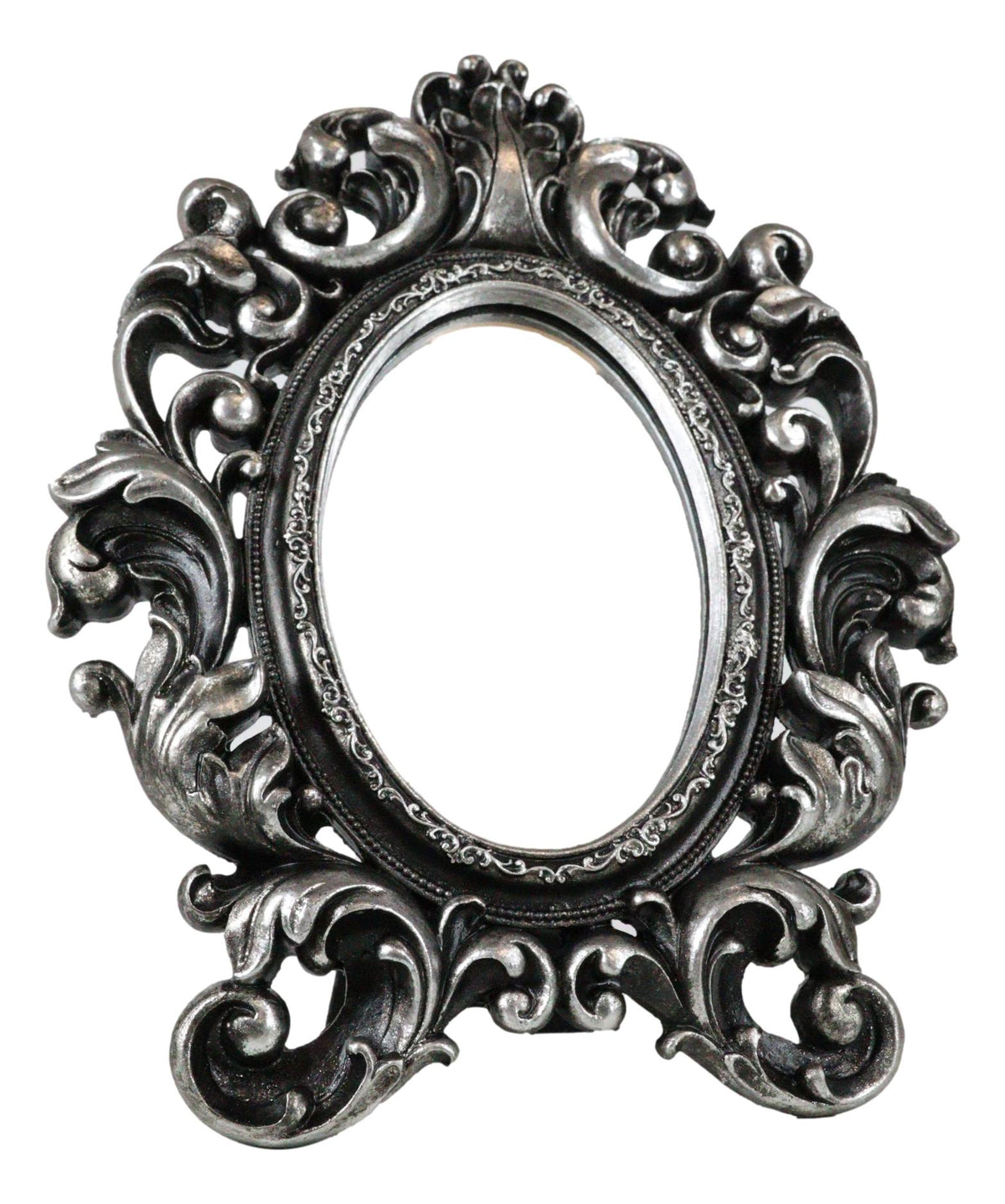 Victorian Floral Scrollwork Ornate Vanity Dressing Desktop Table Mirror Accent