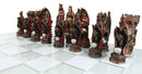 Ebros King Arthur Morgan Merlin Dragons Hand Painted Chess Pieces With Glass Board Set