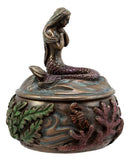 Mermaid Tefiti Praying Round Jewelry Box Figurine Small Nautical Starfish Coral